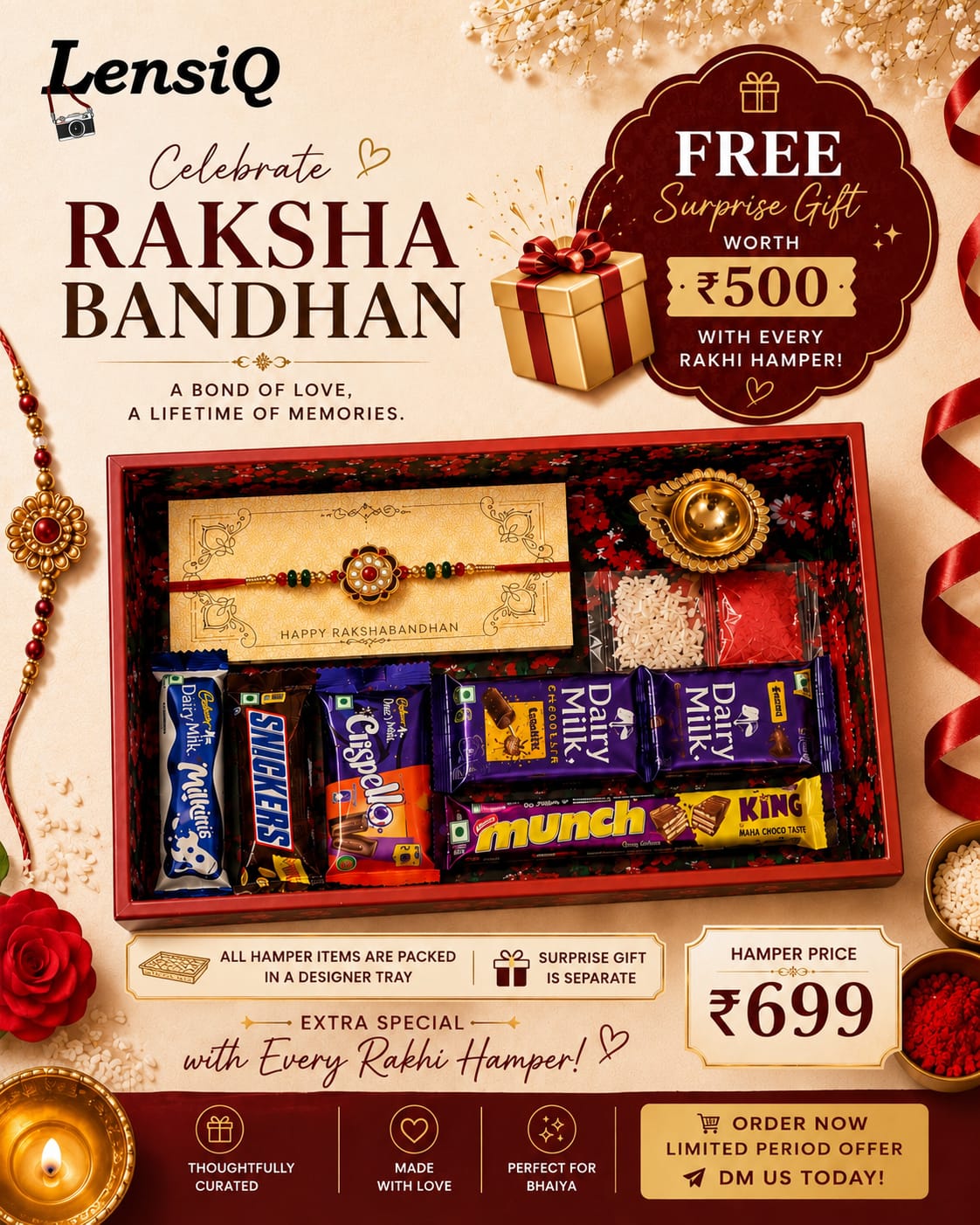 Raksha Bandhan Hamper - Square Tray